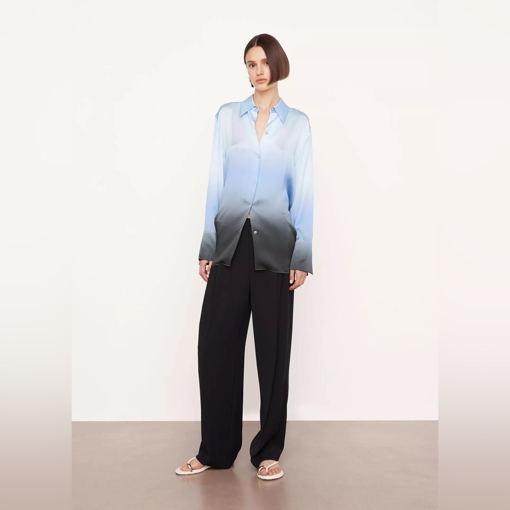 NWT Vince Dip-Dye Silk Long Sleeve Shirt